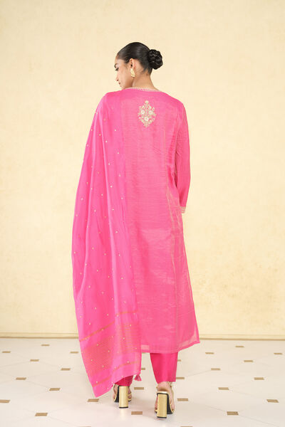 Ranjika Handwoven Maheshwari Suit Set - Pink